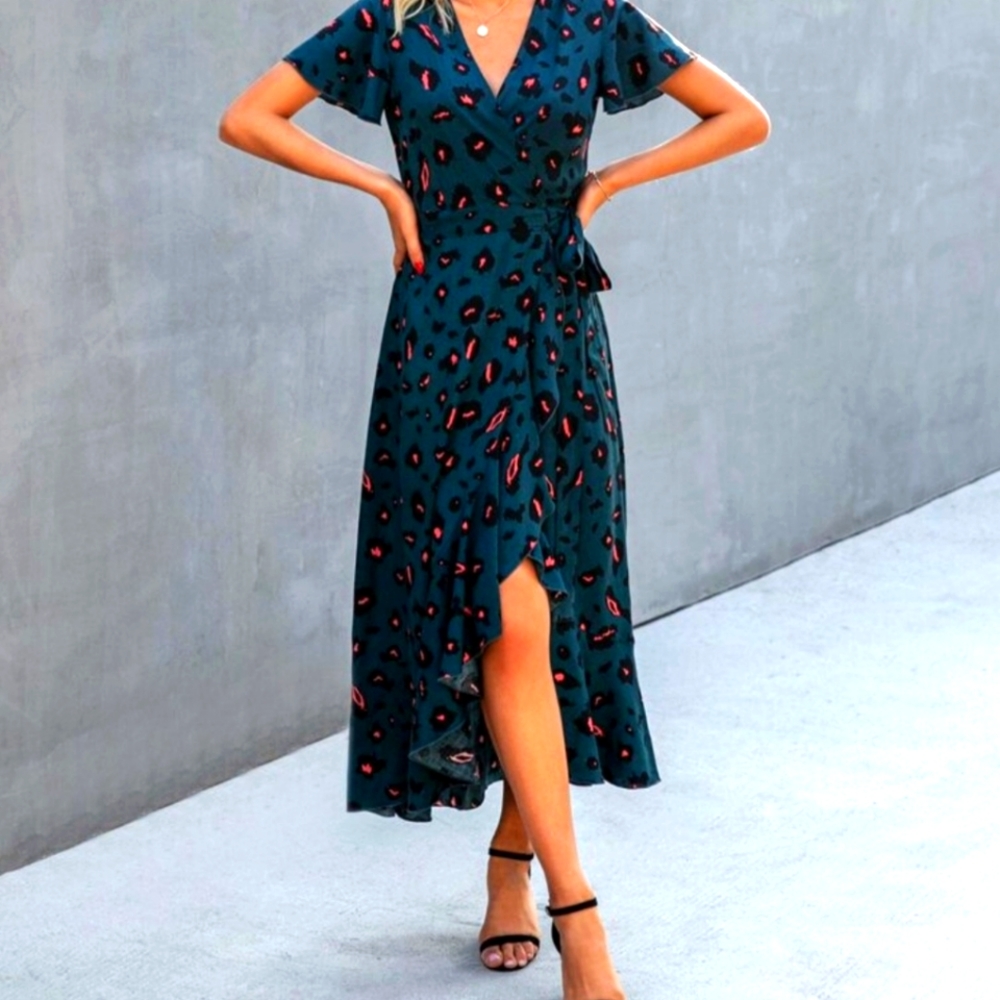 Shein Leopard Print Wrap Dress